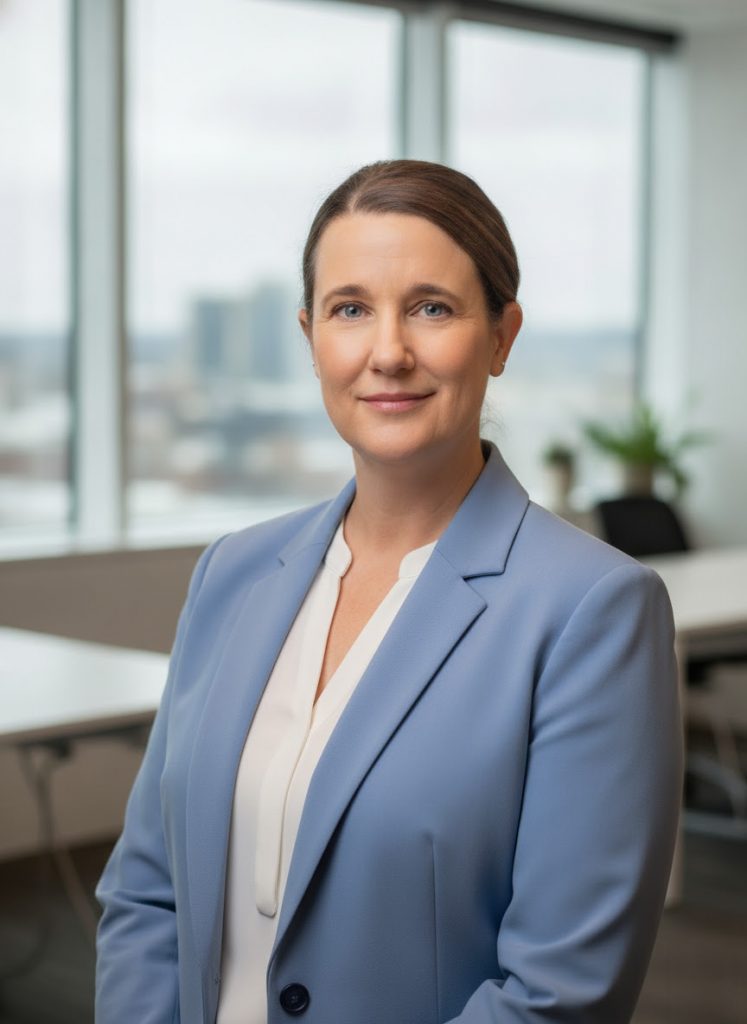 Shauna Hann in a blue jacket